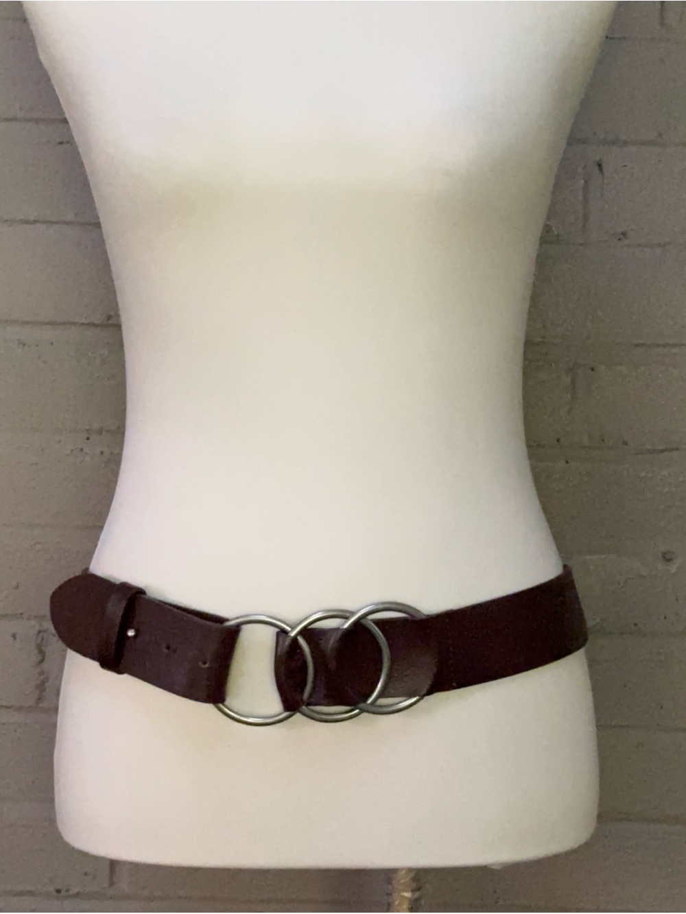 J.Jill Brown Genuine Leather Triple-Ring Belt M
